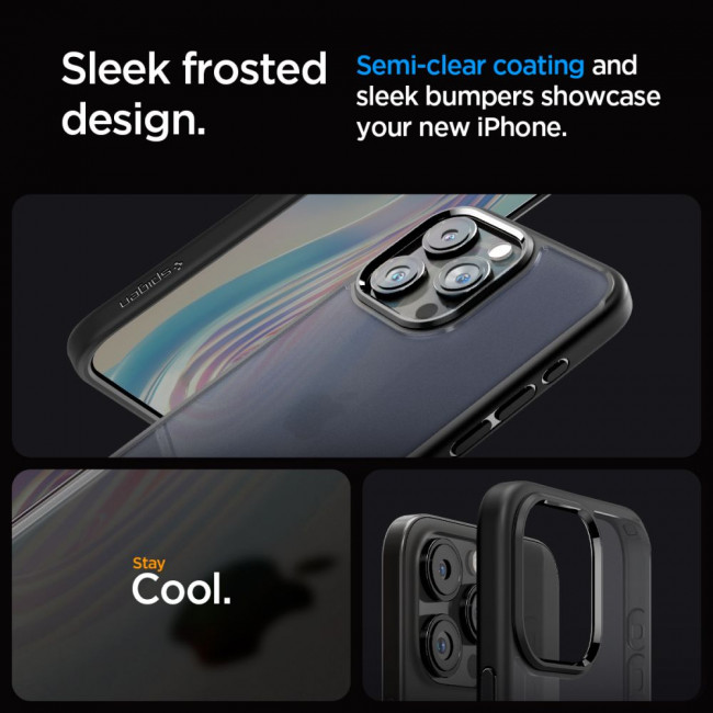 Spigen iPhone 15 Pro Ultra Hybrid Σκληρή Θήκη με Πλαίσιο Σιλικόνης - Frost Black