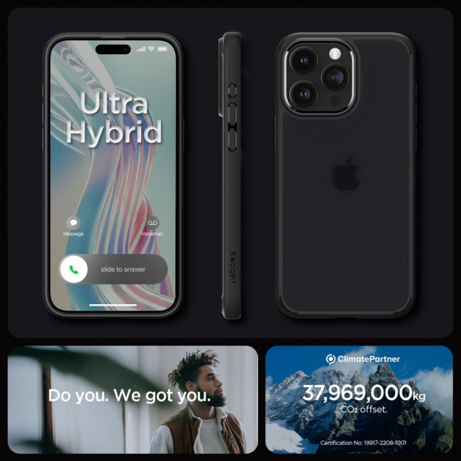 Spigen iPhone 15 Pro Ultra Hybrid Σκληρή Θήκη με Πλαίσιο Σιλικόνης - Frost Black