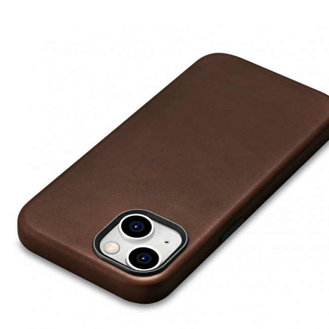 iCarer iPhone 15 Plus Leather Oil Wax Θήκη από Γνήσιο Δέρμα με MagSafe - Brown