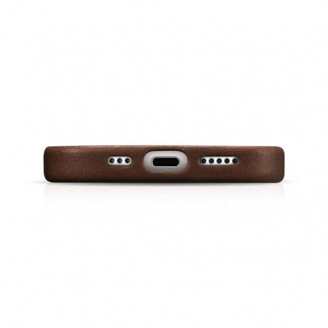 iCarer iPhone 15 Plus Leather Oil Wax Θήκη από Γνήσιο Δέρμα με MagSafe - Brown