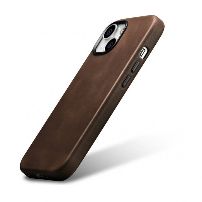 iCarer iPhone 15 Plus Leather Oil Wax Θήκη από Γνήσιο Δέρμα με MagSafe - Brown