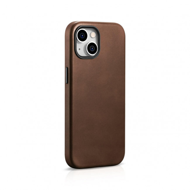 iCarer iPhone 15 Plus Leather Oil Wax Θήκη από Γνήσιο Δέρμα με MagSafe - Brown