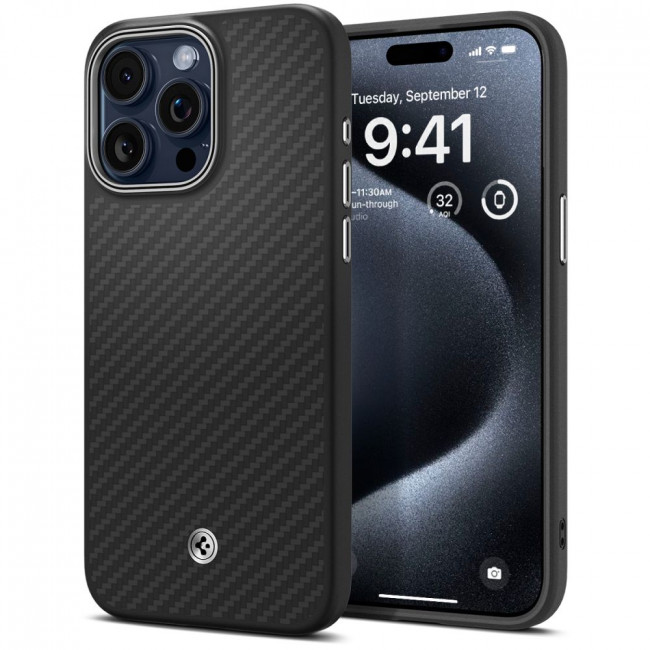 Spigen iPhone 15 Pro Enzo Aramid Mag Σκληρή Θήκη Aramid Fiber με MagSafe - Matte Black