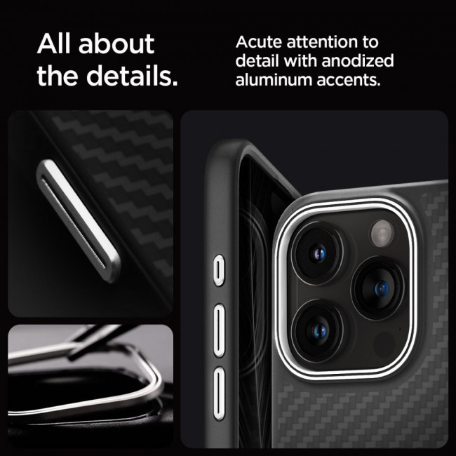 Spigen iPhone 15 Pro Enzo Aramid Mag Σκληρή Θήκη Aramid Fiber με MagSafe - Matte Black