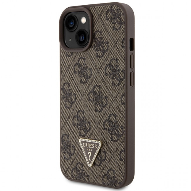 Guess iPhone 15 Plus - Crossbody 4G Metal Logo Θήκη με Επένδυση Συνθετικού Δέρματος και Λουράκι - Brown - GUHCP15MP4TDSCPW