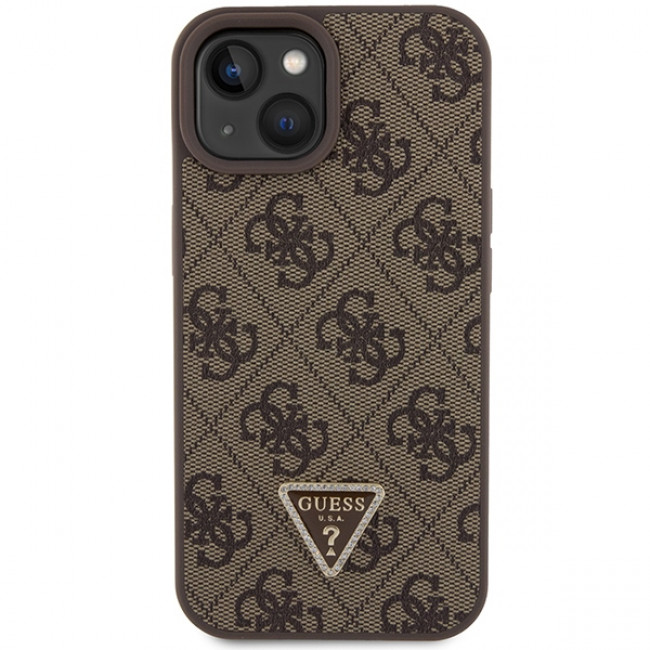 Guess iPhone 15 Plus - Crossbody 4G Metal Logo Θήκη με Επένδυση Συνθετικού Δέρματος και Λουράκι - Brown - GUHCP15MP4TDSCPW