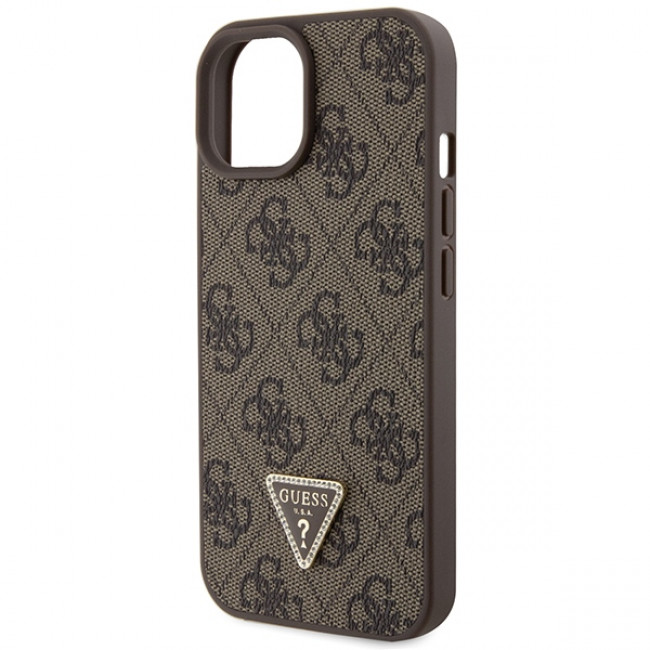 Guess iPhone 15 Plus - Crossbody 4G Metal Logo Θήκη με Επένδυση Συνθετικού Δέρματος και Λουράκι - Brown - GUHCP15MP4TDSCPW