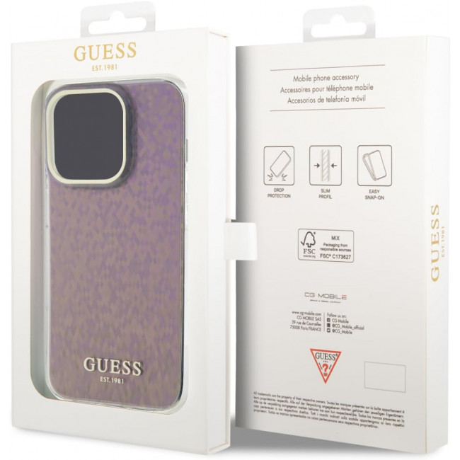 Guess iPhone 15 Pro Max IML Faceted Mirror Disco Iridescent Σκληρή Θήκη με Πλαίσιο Σιλικόνης - Pink - GUHCP15XHDECMP