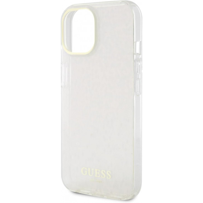 Guess iPhone 15 IML Faceted Mirror Disco Iridescent Σκληρή Θήκη με Πλαίσιο Σιλικόνης - Pink - GUHCP15SHDECMP