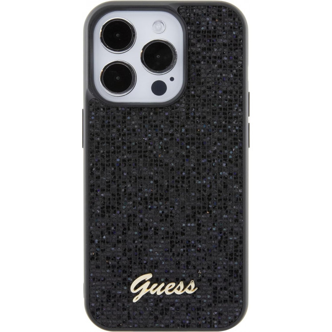 Guess iPhone 15 Pro Disco Metal Script Θήκη Σιλικόνης - Black - GUHCP15LPMSDGSK