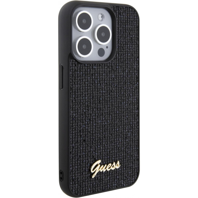 Guess iPhone 15 Pro Disco Metal Script Θήκη Σιλικόνης - Black - GUHCP15LPMSDGSK