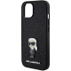 Karl Lagerfeld iPhone 15 - Glitter Ikonik Logo Metal Logo Σκληρή Θήκη με Πλαίσιο Σιλικόνης - Black - KLHCP15SGKNPSK