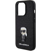 Karl Lagerfeld iPhone 15 Pro - Glitter Ikonik Logo Metal Logo Σκληρή Θήκη με Πλαίσιο Σιλικόνης - Black - KLHCP15LGKNPSK