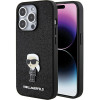 Karl Lagerfeld iPhone 15 Pro - Glitter Ikonik Logo Metal Logo Σκληρή Θήκη με Πλαίσιο Σιλικόνης - Black - KLHCP15LGKNPSK