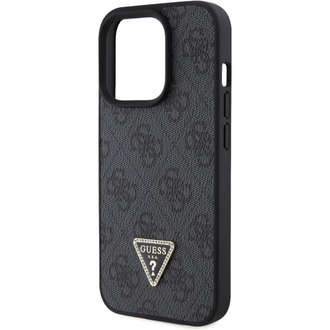 Guess iPhone 15 Pro Max Leather 4G Diamond Triangle Θήκη με Επένδυση Συνθετικού Δέρματος - Black - GUHCP15XP4TDPK