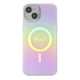 Guess iPhone 15 Plus IML Iridescent MagSafe Σκληρή Θήκη με Πλαίσιο Σιλικόνης και MagSafe - Pink - GUHMP15MHITSP