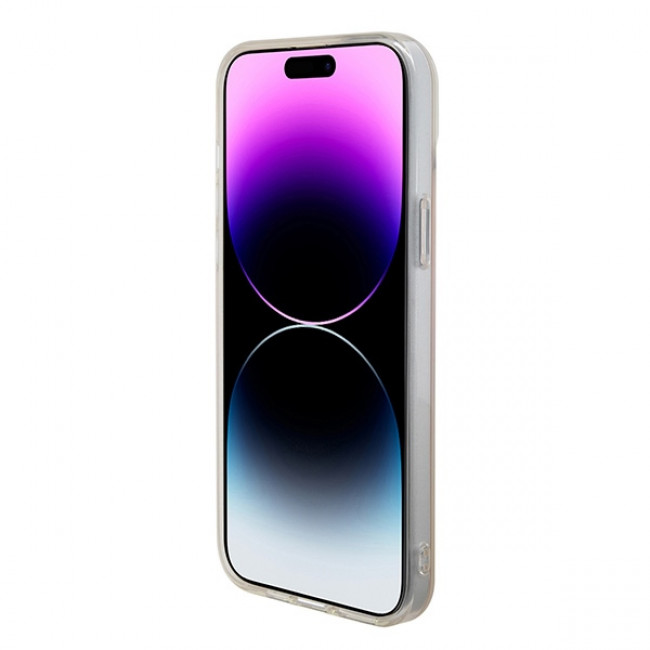 Guess iPhone 15 Plus IML Iridescent MagSafe Σκληρή Θήκη με Πλαίσιο Σιλικόνης και MagSafe - Pink - GUHMP15MHITSP