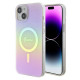 Guess iPhone 15 Plus IML Iridescent MagSafe Σκληρή Θήκη με Πλαίσιο Σιλικόνης και MagSafe - Pink - GUHMP15MHITSP