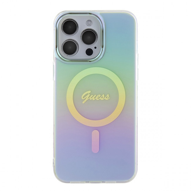 Guess iPhone 15 Pro Max IML Iridescent MagSafe Σκληρή Θήκη με Πλαίσιο Σιλικόνης και MagSafe - Turquoise - GUHMP15XHITSQ