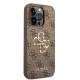 Guess iPhone 15 Pro Max - 4G Big Metal Logo Θήκη με Επένδυση Συνθετικού Δέρματος - Brown - GUHCP15X4GMGBR