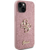 Guess iPhone 15 Plus Glitter Script Big 4G Σκληρή Θήκη με Πλαίσιο Σιλικόνης - Pink - GUHCP15MHG4SGP