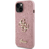 Guess iPhone 15 Plus Glitter Script Big 4G Σκληρή Θήκη με Πλαίσιο Σιλικόνης - Pink - GUHCP15MHG4SGP