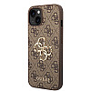 Guess iPhone 15 Plus - 4G Big Metal Logo Θήκη με Επένδυση Συνθετικού Δέρματος - Brown - GUHCP15M4GMGBR