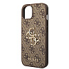 Guess iPhone 15 Plus - 4G Big Metal Logo Θήκη με Επένδυση Συνθετικού Δέρματος - Brown - GUHCP15M4GMGBR