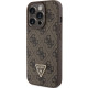 Guess iPhone 15 Pro Leather 4G Diamond Triangle Θήκη με Επένδυση Συνθετικού Δέρματος - Brown - GUHCP15LP4TDPW