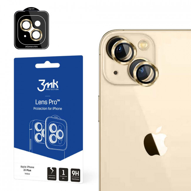 3MK iPhone 15 Plus Lens Protection Pro 9H Αντιχαρακτικό Γυαλί για την Κάμερα - Gold