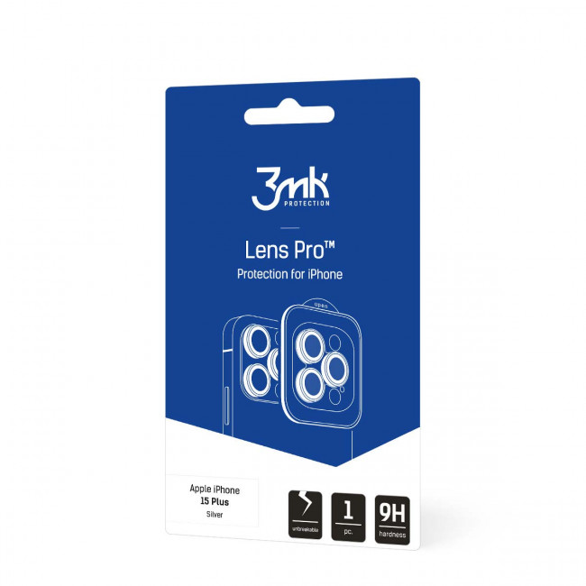 3MK iPhone 15 Plus Lens Protection Pro 9H Αντιχαρακτικό Γυαλί για την Κάμερα - Silver