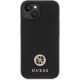 Guess iPhone 15 4G Strass Metal Logo Θήκη με Επένδυση Συνθετικού Δέρματος - Black - GUHCP15SPS4DGPK