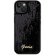 Guess iPhone 15 - Sequin Script Metal Σκληρή Θήκη με Επένδυση από Παγέτες - Black - GUHCP15SPSFDGSK