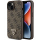 Guess iPhone 15 Leather 4G Diamond Triangle Θήκη με Επένδυση Συνθετικού Δέρματος - Brown - GUHCP15SP4TDPW