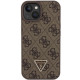 Guess iPhone 15 Leather 4G Diamond Triangle Θήκη με Επένδυση Συνθετικού Δέρματος - Brown - GUHCP15SP4TDPW