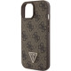 Guess iPhone 15 Leather 4G Diamond Triangle Θήκη με Επένδυση Συνθετικού Δέρματος - Brown - GUHCP15SP4TDPW