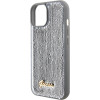 Guess iPhone 15 - Sequin Script Metal Σκληρή Θήκη με Επένδυση από Παγέτες - Silver - GUHCP15SPSFDGSS