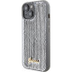 Guess iPhone 15 - Sequin Script Metal Σκληρή Θήκη με Επένδυση από Παγέτες - Silver - GUHCP15SPSFDGSS