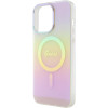 Guess iPhone 15 Pro IML Iridescent MagSafe Σκληρή Θήκη με Πλαίσιο Σιλικόνης και MagSafe - Pink - GUHMP15LHITSP