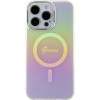 Guess iPhone 15 Pro IML Iridescent MagSafe Σκληρή Θήκη με Πλαίσιο Σιλικόνης και MagSafe - Pink - GUHMP15LHITSP