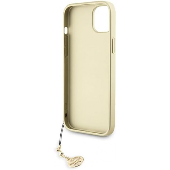 Guess iPhone 15 Plus - 4G Charms Collection Θήκη με Επένδυση Συνθετικού Δέρματος - Brown - GUHCP15MGF4GBR