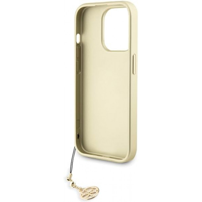 Guess iPhone 15 Pro - 4G Charms Collection Θήκη με Επένδυση Συνθετικού Δέρματος - Grey - GUHCP15LGF4GGR