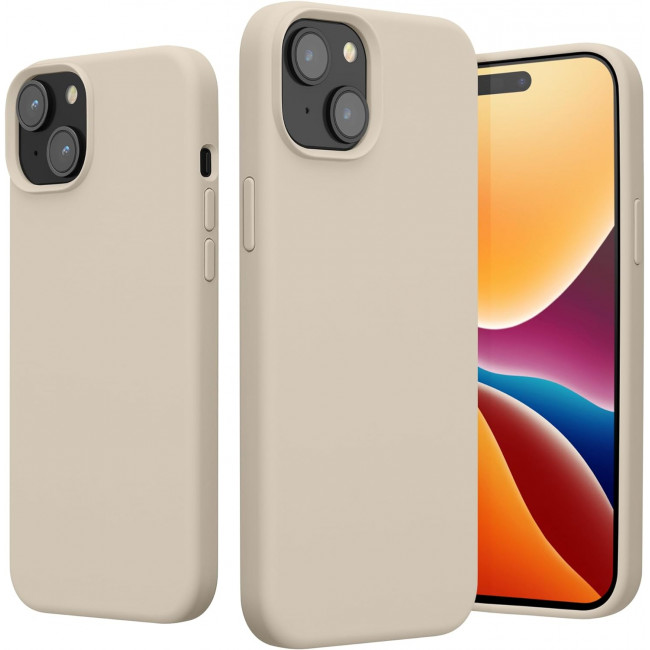 KW iPhone 15 Plus Θήκη Σιλικόνης Rubberized TPU - Cream - 61954.16