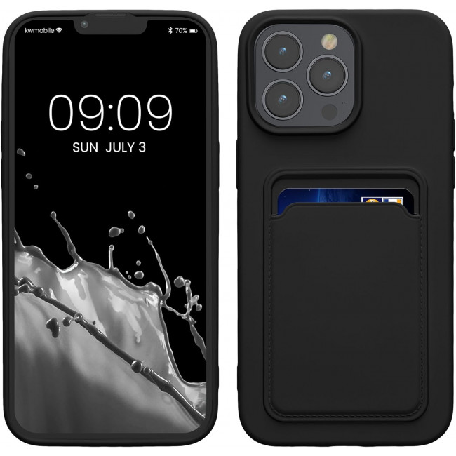 KW iPhone 15 Pro Max Θήκη Σιλικόνης TPU με Υποδοχή για Κάρτα - Black - 62020.01