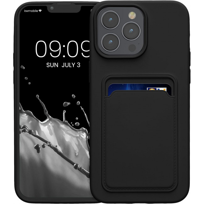 KW iPhone 15 Pro Max Θήκη Σιλικόνης TPU με Υποδοχή για Κάρτα - Black - 62020.01