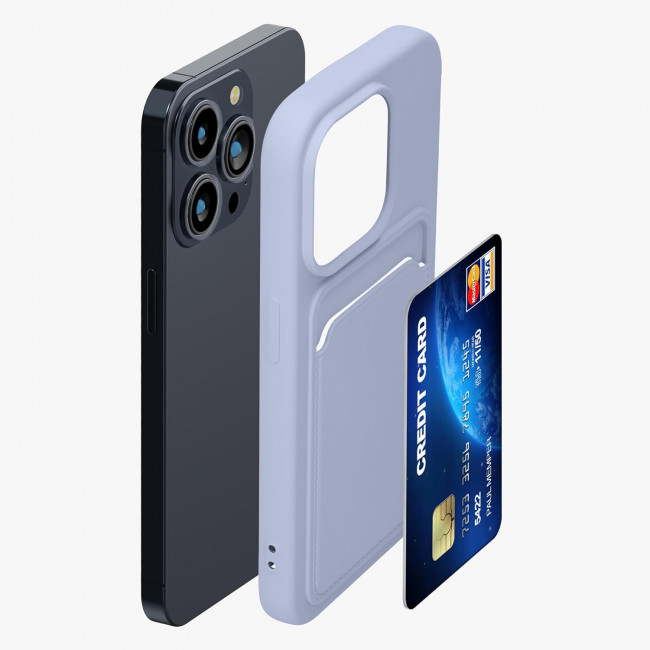 KW iPhone 15 Pro Θήκη Σιλικόνης TPU με Υποδοχή για Κάρτα - Lavender - 62019.108