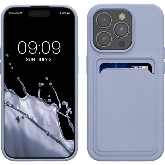 KW iPhone 15 Pro Θήκη Σιλικόνης TPU με Υποδοχή για Κάρτα - Lavender - 62019.108