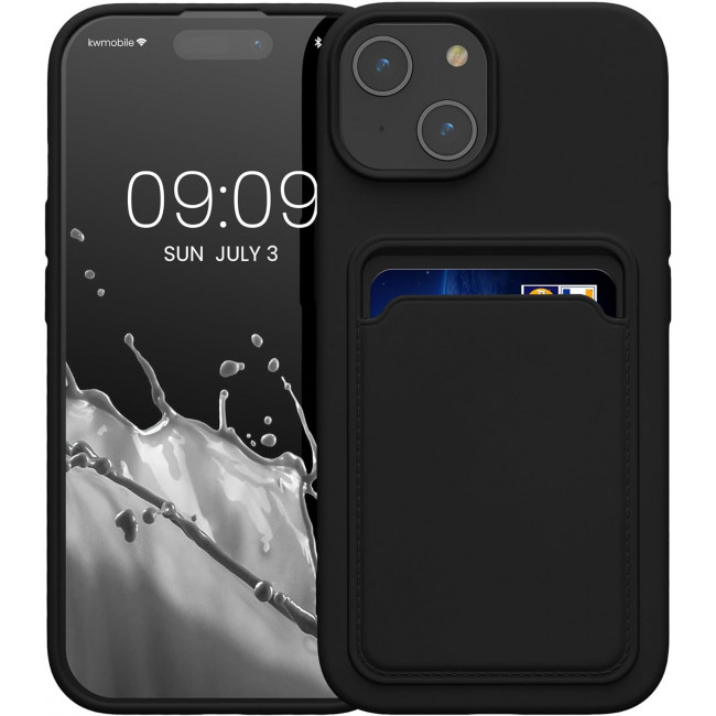 KW iPhone 15 Θήκη Σιλικόνης TPU με Υποδοχή για Κάρτα - Black - 62017.01