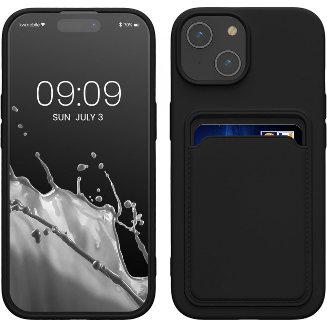 KW iPhone 15 Θήκη Σιλικόνης TPU με Υποδοχή για Κάρτα - Black - 62017.01