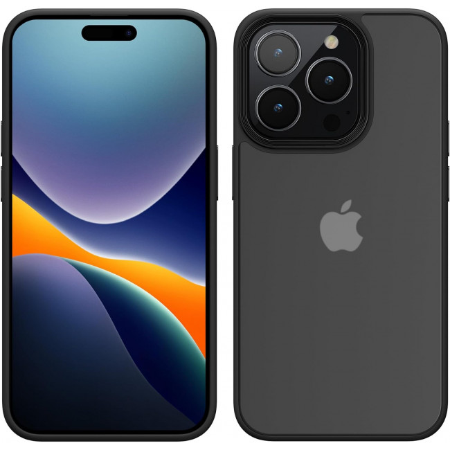 KW iPhone 15 Pro Shockproof Σκληρή Θήκη με Πλαίσιο Σιλικόνης - Black / Matte Ημιδιάφανη - 61963.01